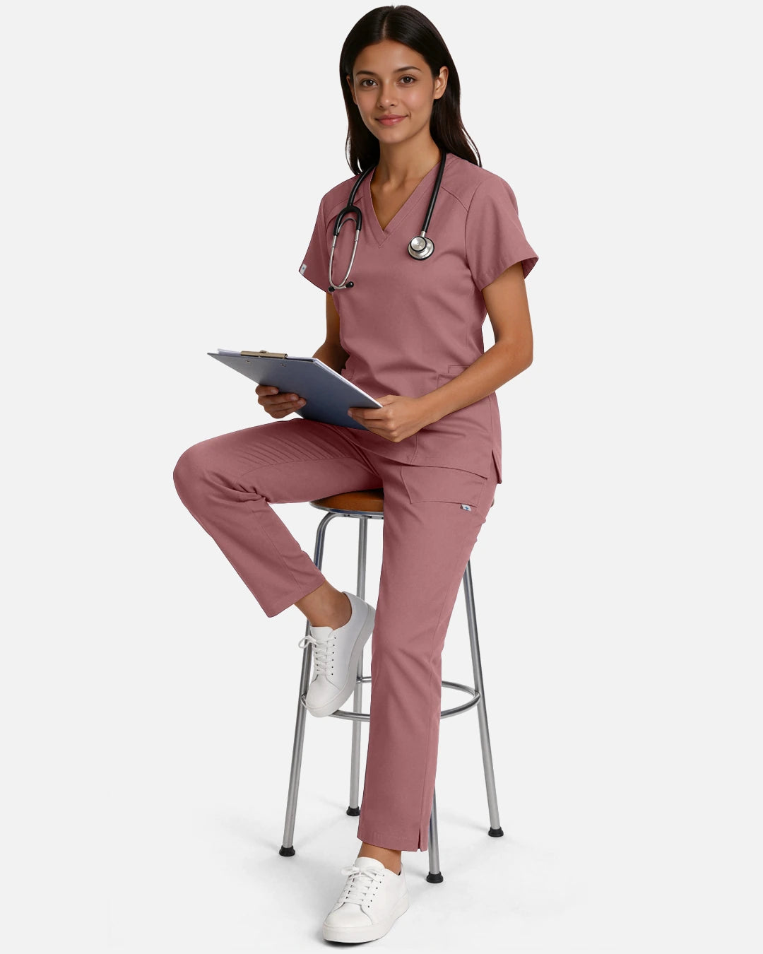 Flesh Pink – Eadflie Women's Woven Straight-Leg Uniform Pants – Structured Tailored Bottoms – product image 38
