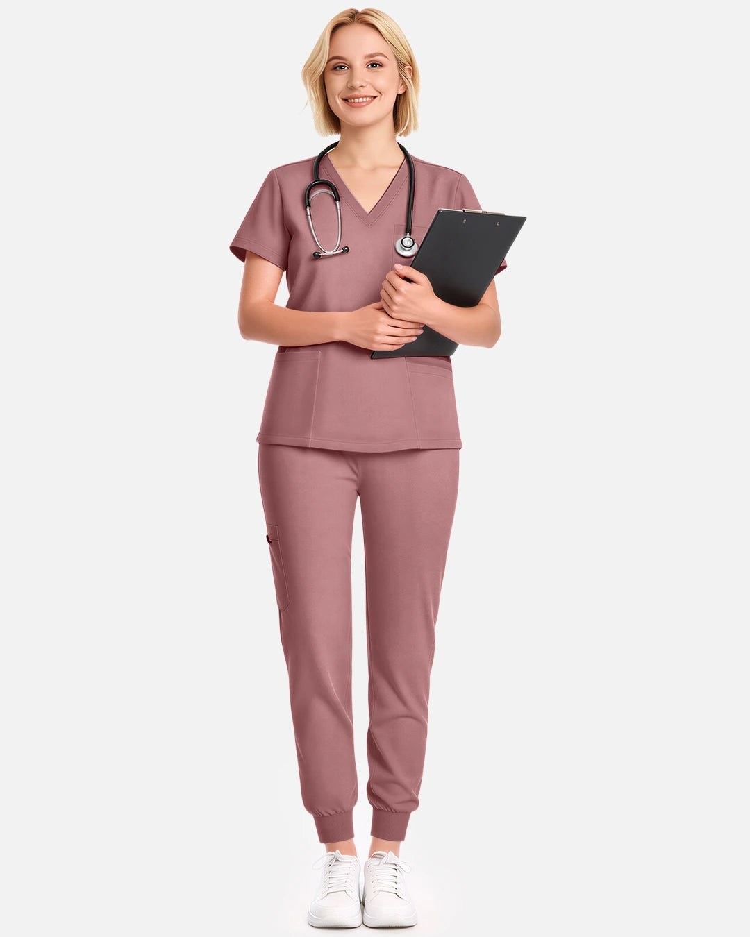 Flesh Pink – Eadflie Women's Multi-Pocket Jogger Uniform Pants – product image 28