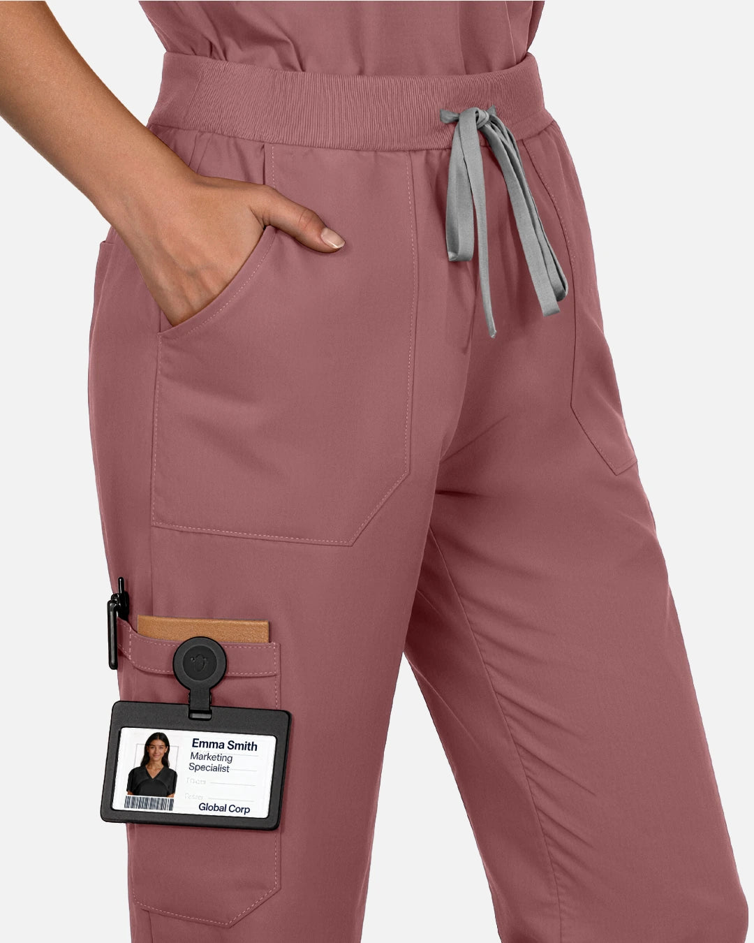 Flesh Pink – Eadflie Women's Woven Straight-Leg Uniform Pants – Structured Tailored Bottoms – product image 40