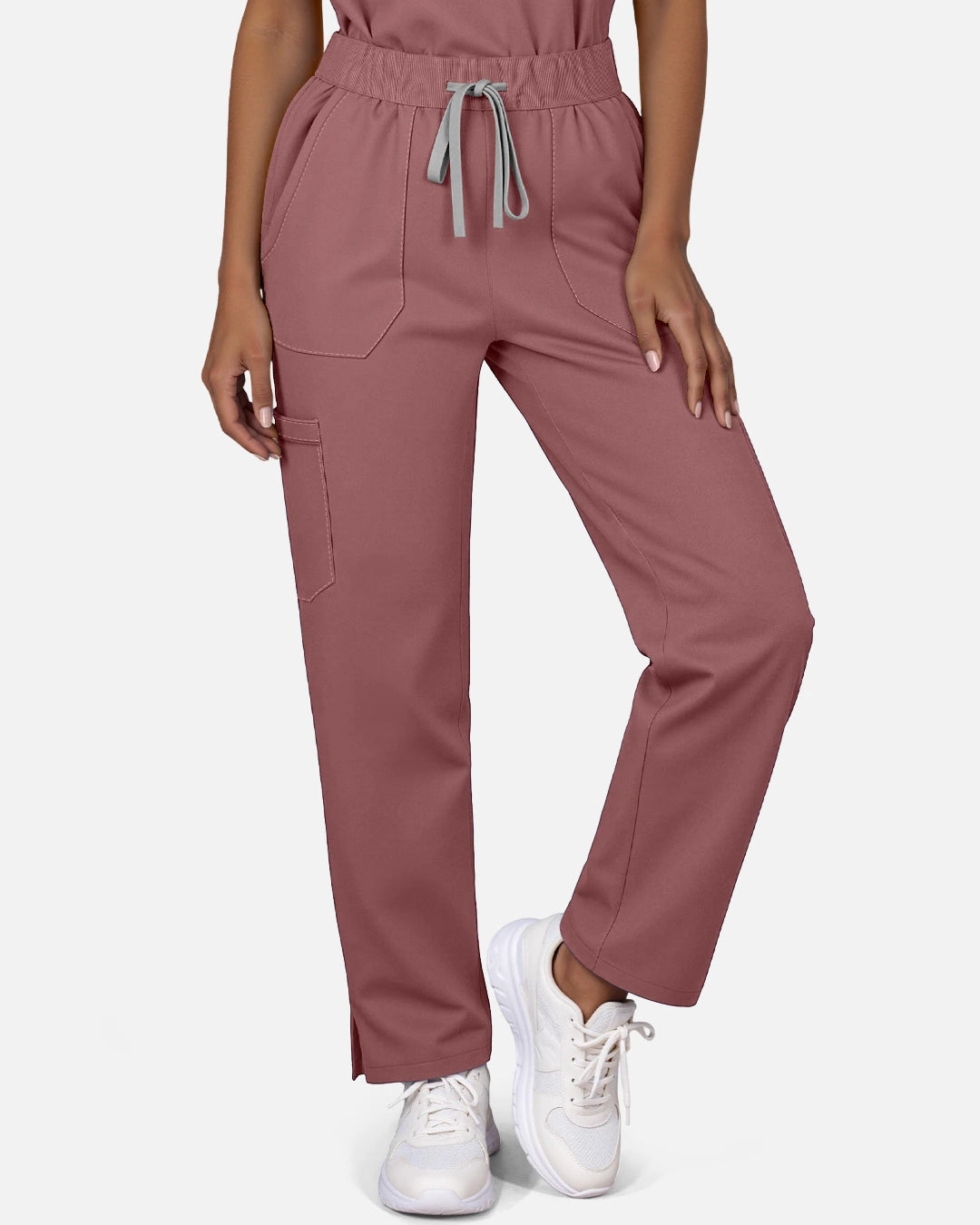 Flesh Pink – Eadflie Women's Woven Straight-Leg Uniform Pants – Structured Tailored Bottoms – product image 42