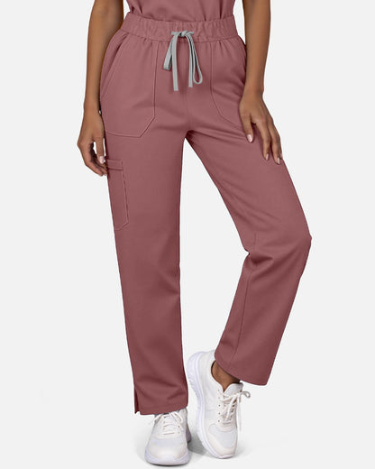 Flesh Pink – Eadflie Women's Woven Straight-Leg Uniform Pants – Structured Tailored Bottoms – product image 42