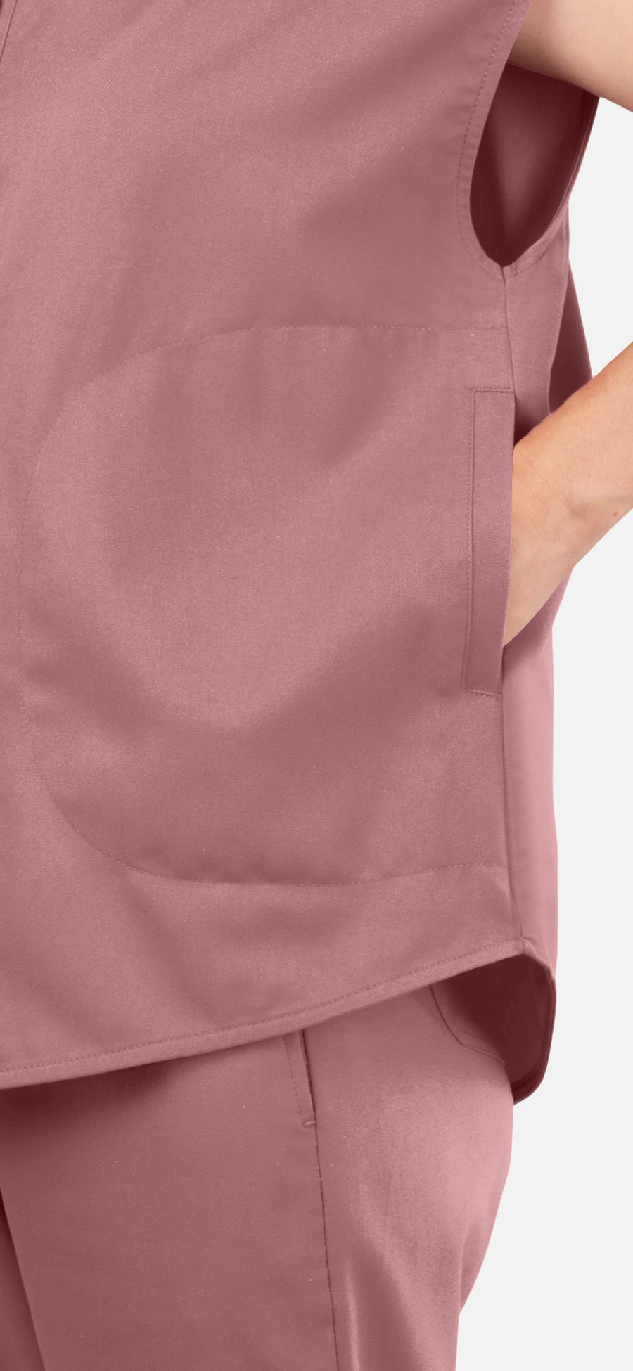 Flesh Pink – Eadflie Women's Sleeveless Mandarin Collar Jogger Uniform Set – product image 79
