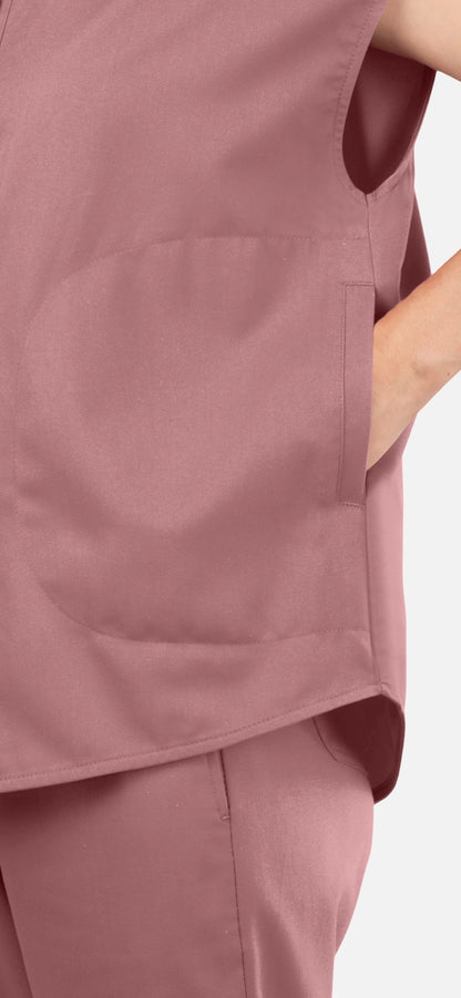 Flesh Pink – Eadflie Women's Sleeveless Mandarin Collar Jogger Uniform Set – product image 79