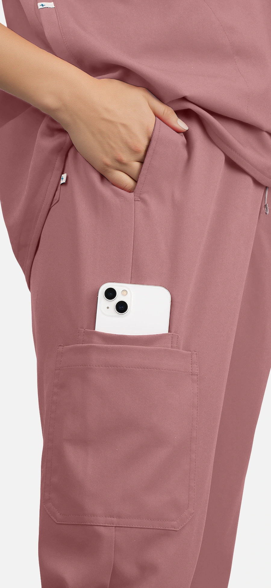 Flesh Pink – Eadflie Women's Sleeveless Mandarin Collar Jogger Uniform Set – product image 80