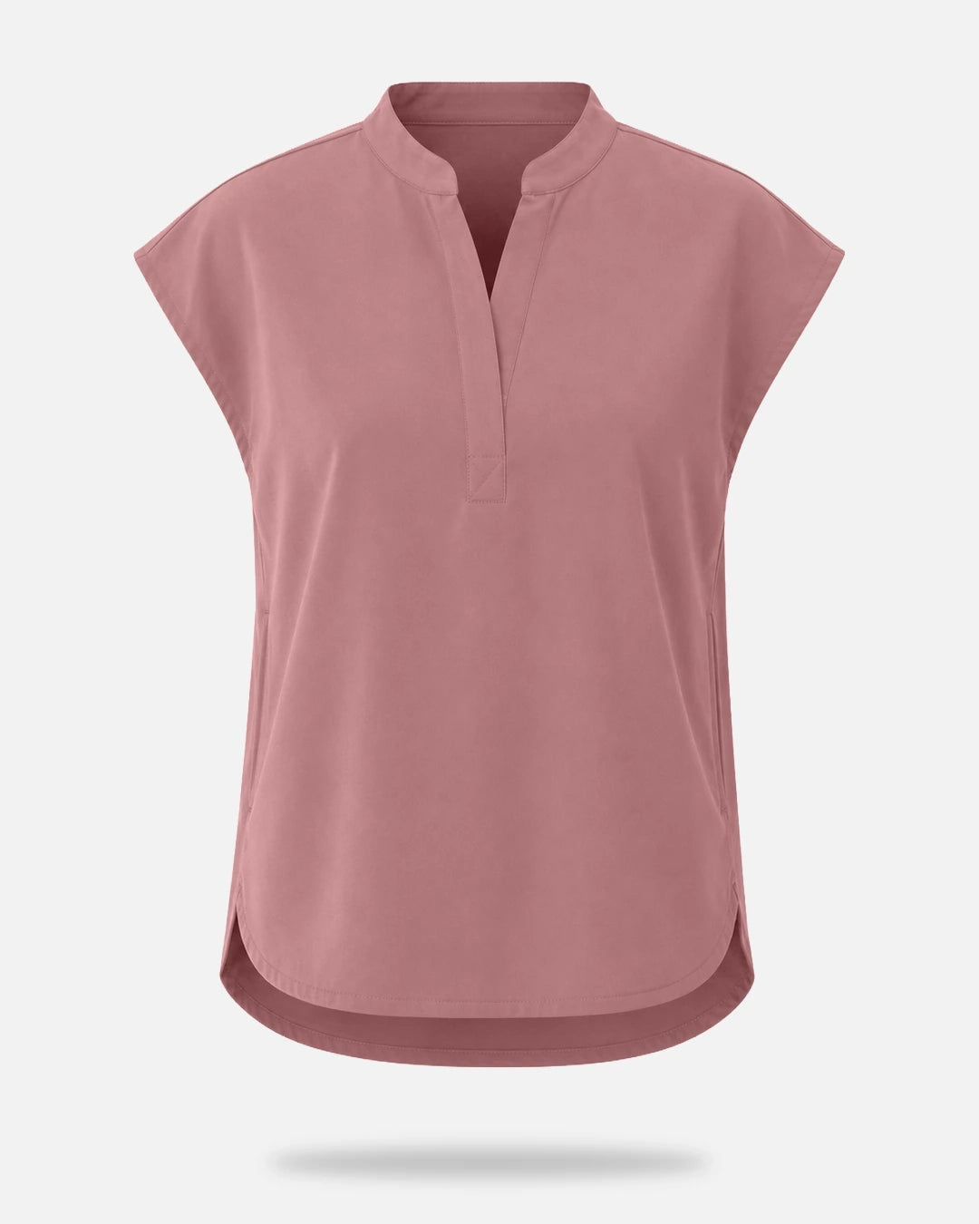 Flesh Pink – Eadflie Women's Sleeveless Mandarin Collar Uniform Top – product image 73