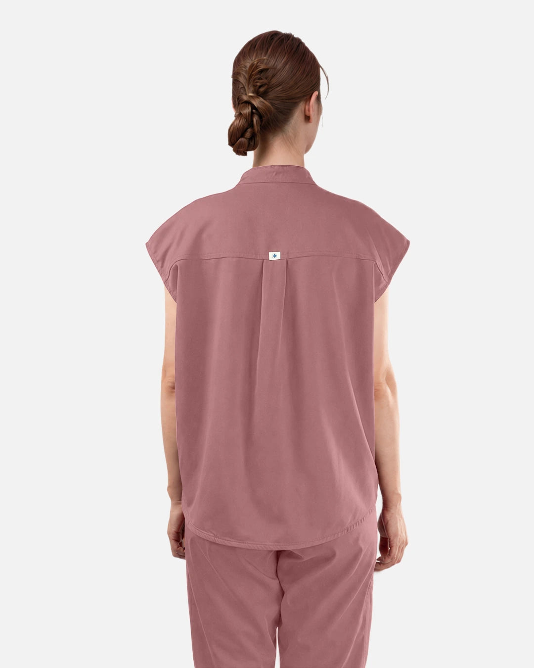 Flesh Pink – Eadflie Women's Sleeveless Mandarin Collar Uniform Top – product image 75