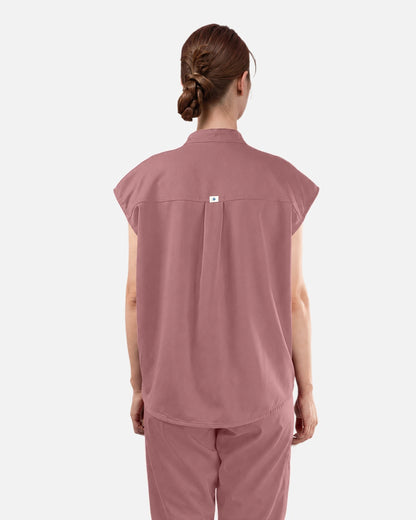 Flesh Pink – Eadflie Women's Sleeveless Mandarin Collar Uniform Top – product image 75