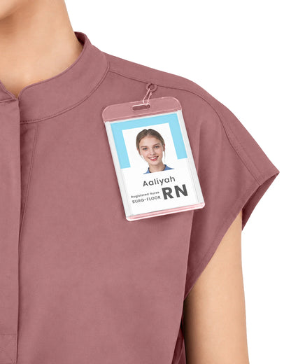 Flesh Pink – Eadflie Women's Sleeveless Mandarin Collar Uniform Top – product image 78
