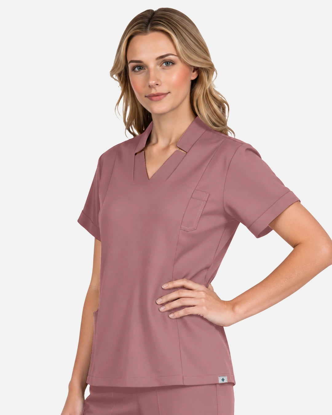 Flesh Pink – Eadflie Women's Split V-Neck Uniform Top – product image 16