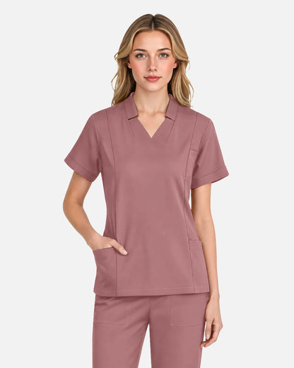 Flesh Pink – Eadflie Women's Split V-Neck Uniform Top – product image 14