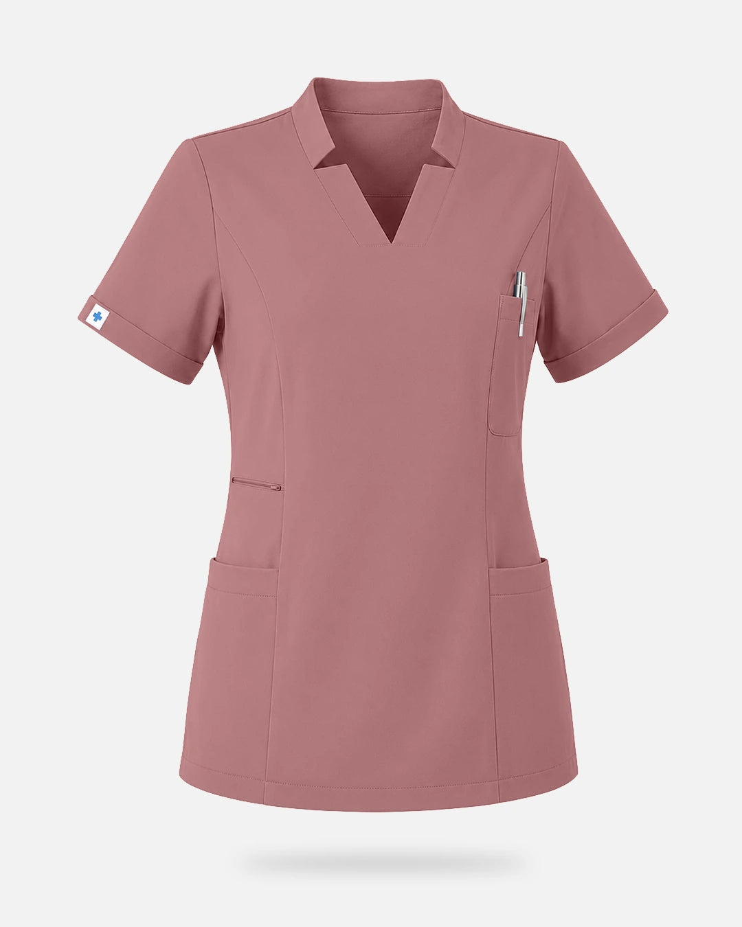 Flesh Pink – Eadflie Women's Split V-Neck Uniform Top – product image 13