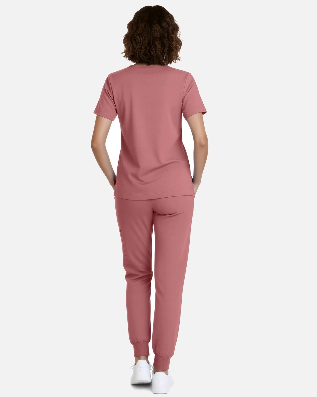 Flesh Pink – Eadflie Women's Classic V-Neck Jogger Uniform Set – product image 132