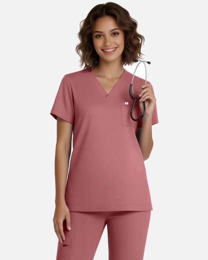 Flesh Pink – Eadflie Women's Classic V-Neck Jogger Uniform Set – product image 137