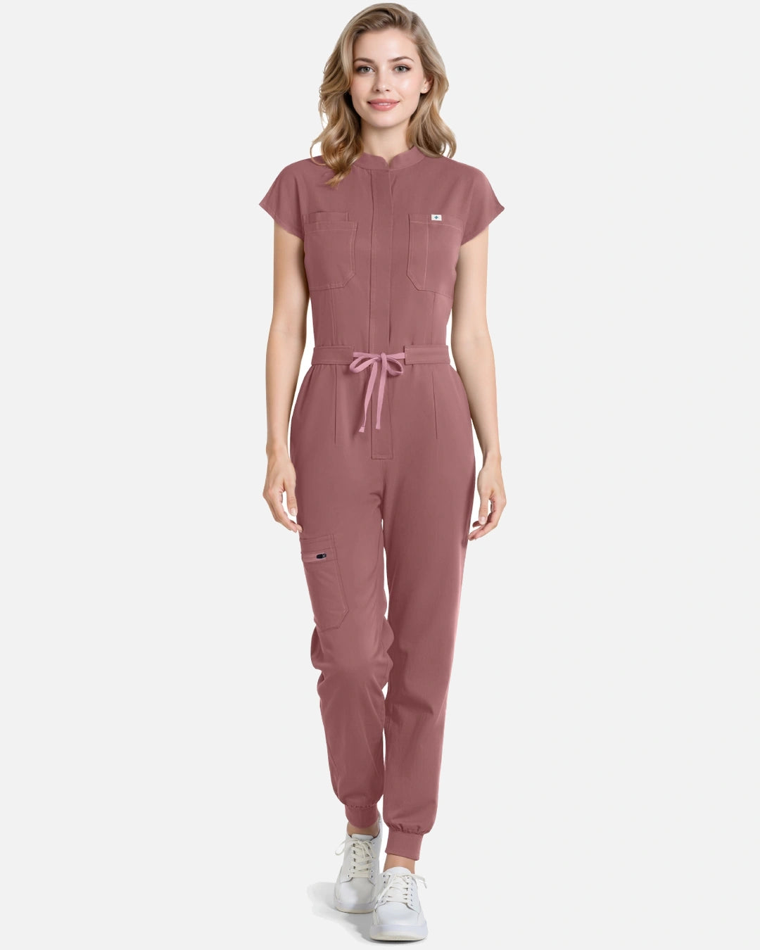 Flesh Pink – Eadflie Women's Zip-Front Uniform Jumpsuit – Sleeveless Stretch One-Piece – product image 10