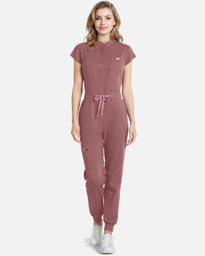 Flesh Pink – Eadflie Women's Zip-Front Uniform Jumpsuit – Sleeveless Stretch One-Piece – product image 10