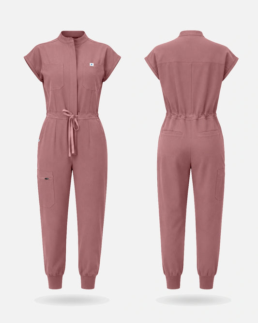 Flesh Pink – Eadflie Women's Zip-Front Uniform Jumpsuit – Sleeveless Stretch One-Piece – product image 09