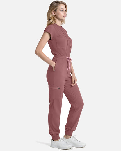 Flesh Pink – Eadflie Women's Zip-Front Uniform Jumpsuit – Sleeveless Stretch One-Piece – product image 11