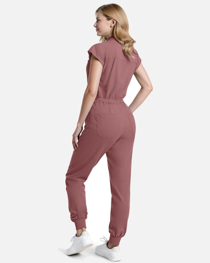 Flesh Pink – Eadflie Women's Zip-Front Uniform Jumpsuit – Sleeveless Stretch One-Piece – product image 12