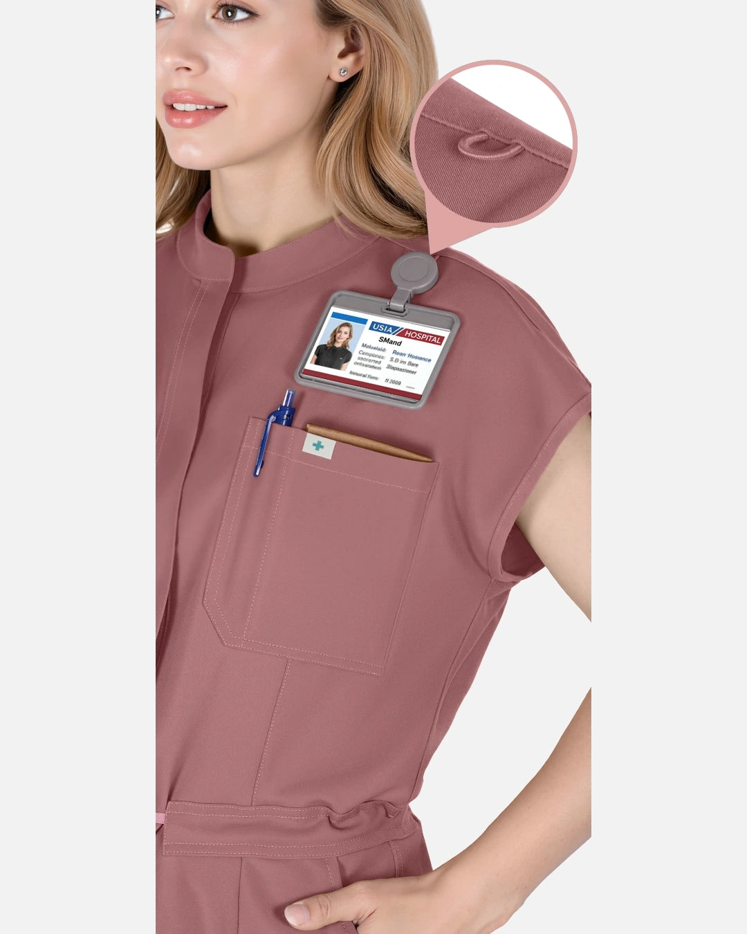Flesh Pink – Eadflie Women's Zip-Front Uniform Jumpsuit – Sleeveless Stretch One-Piece – product image 13