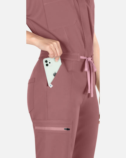 Flesh Pink – Eadflie Women's Zip-Front Uniform Jumpsuit – Sleeveless Stretch One-Piece – product image 14