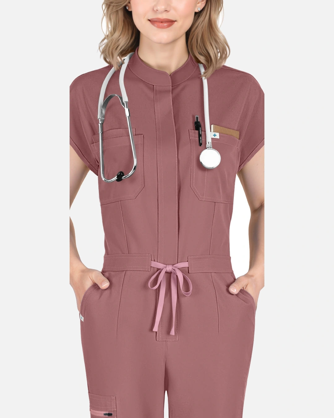 Flesh Pink – Eadflie Women's Zip-Front Uniform Jumpsuit – Sleeveless Stretch One-Piece – product image 15