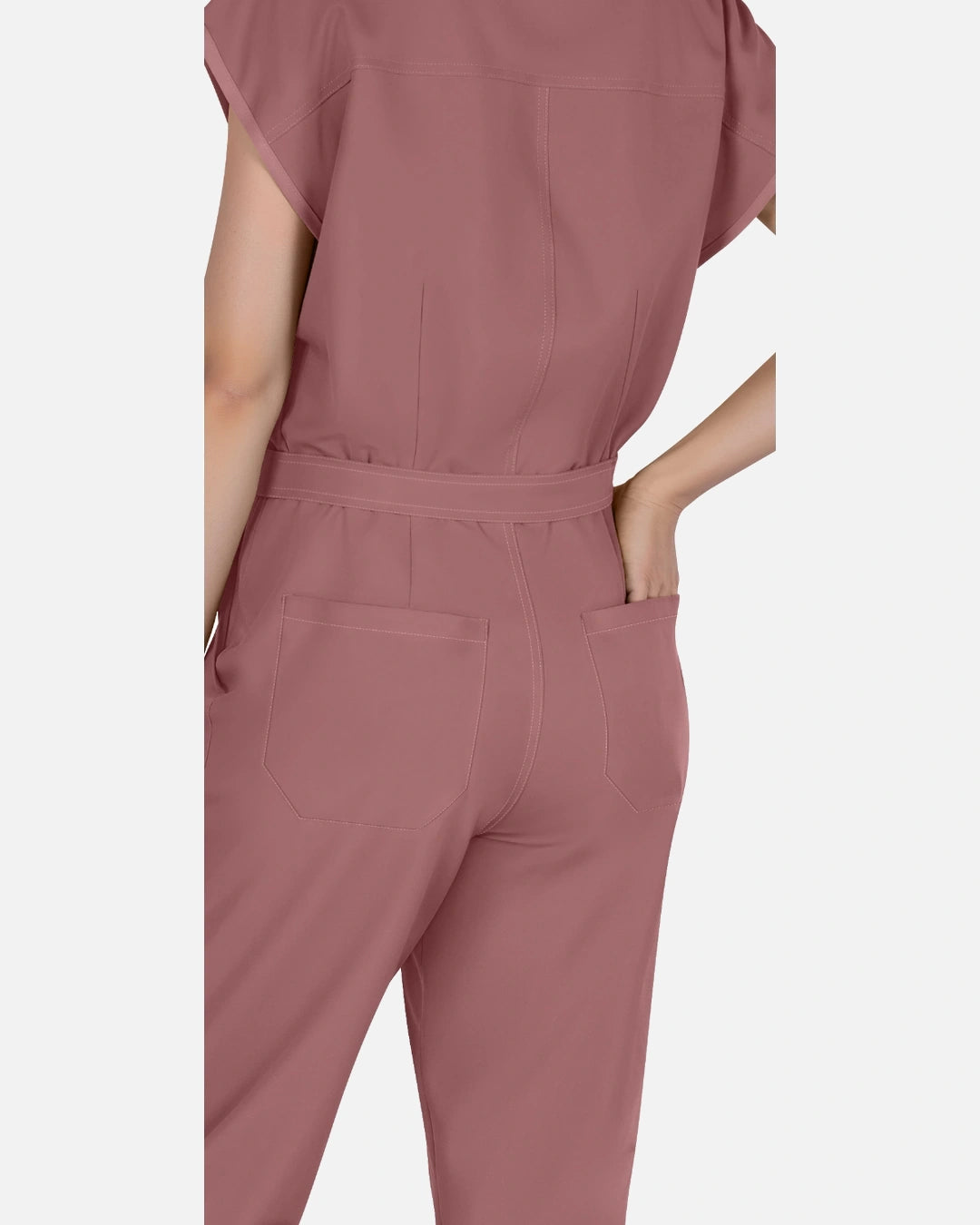 Flesh Pink – Eadflie Women's Zip-Front Uniform Jumpsuit – Sleeveless Stretch One-Piece – product image 16