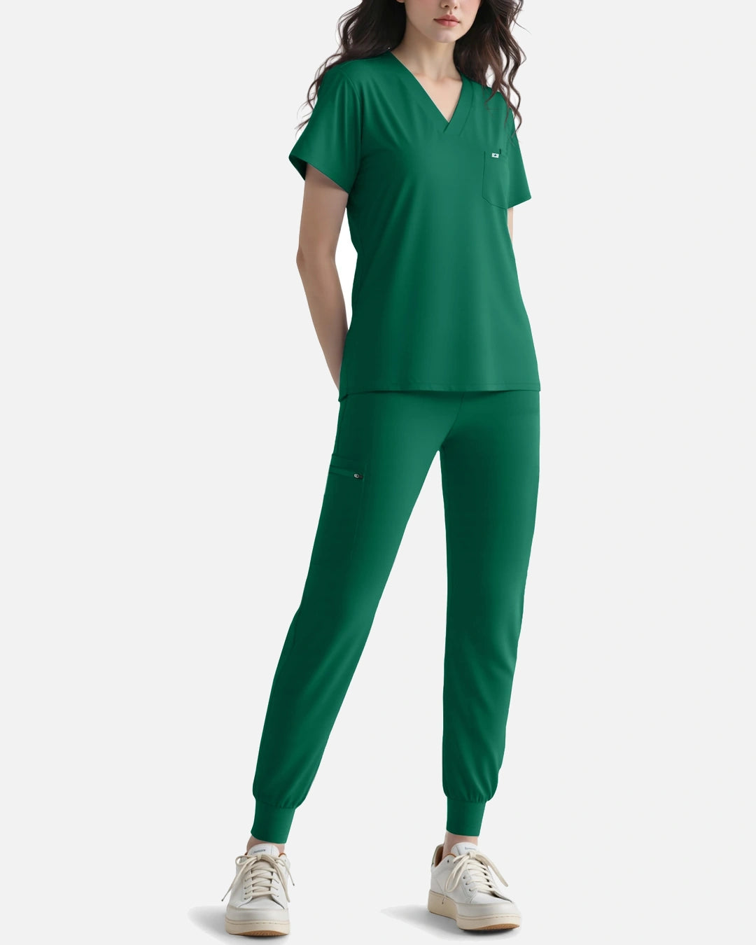 Green – Eadflie Women's Knit V-Neck Jogger Uniform Set – product image 44