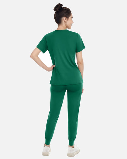 Green – Eadflie Women's Knit V-Neck Jogger Uniform Set – product image 45