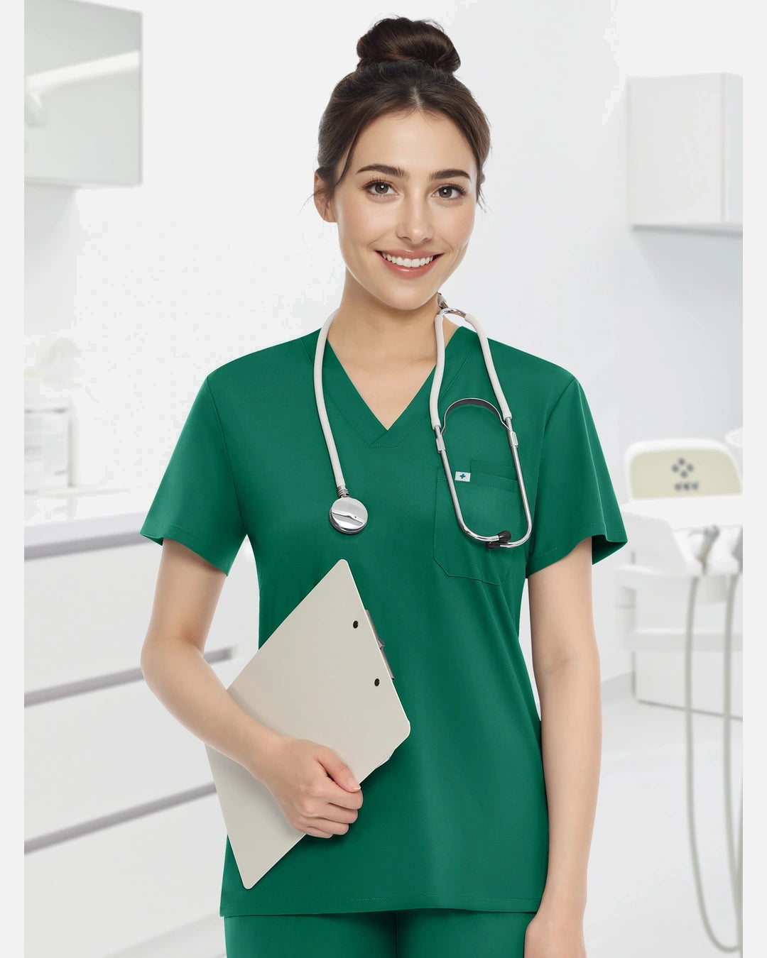 Green – Eadflie Women's Knit V-Neck Jogger Uniform Set – product image 46