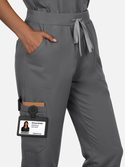 Heather Grey – Eadflie Women's Woven V-Neck Uniform Set – Straight-Leg Structured – product image 66