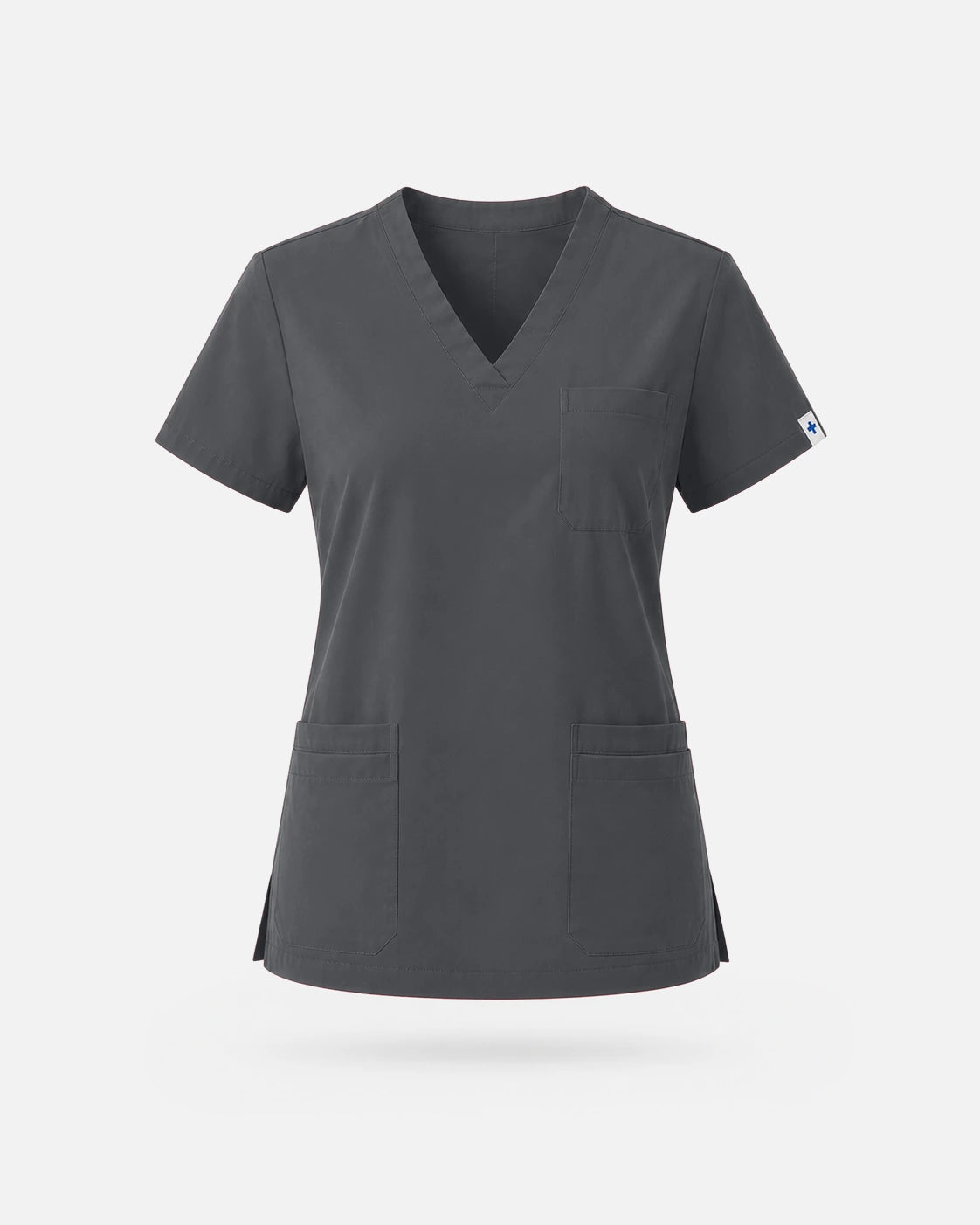 Heather Grey – Eadflie Women's V-Neck Uniform Top – Short Sleeve 3-Pocket Soft Stretch – product image 21
