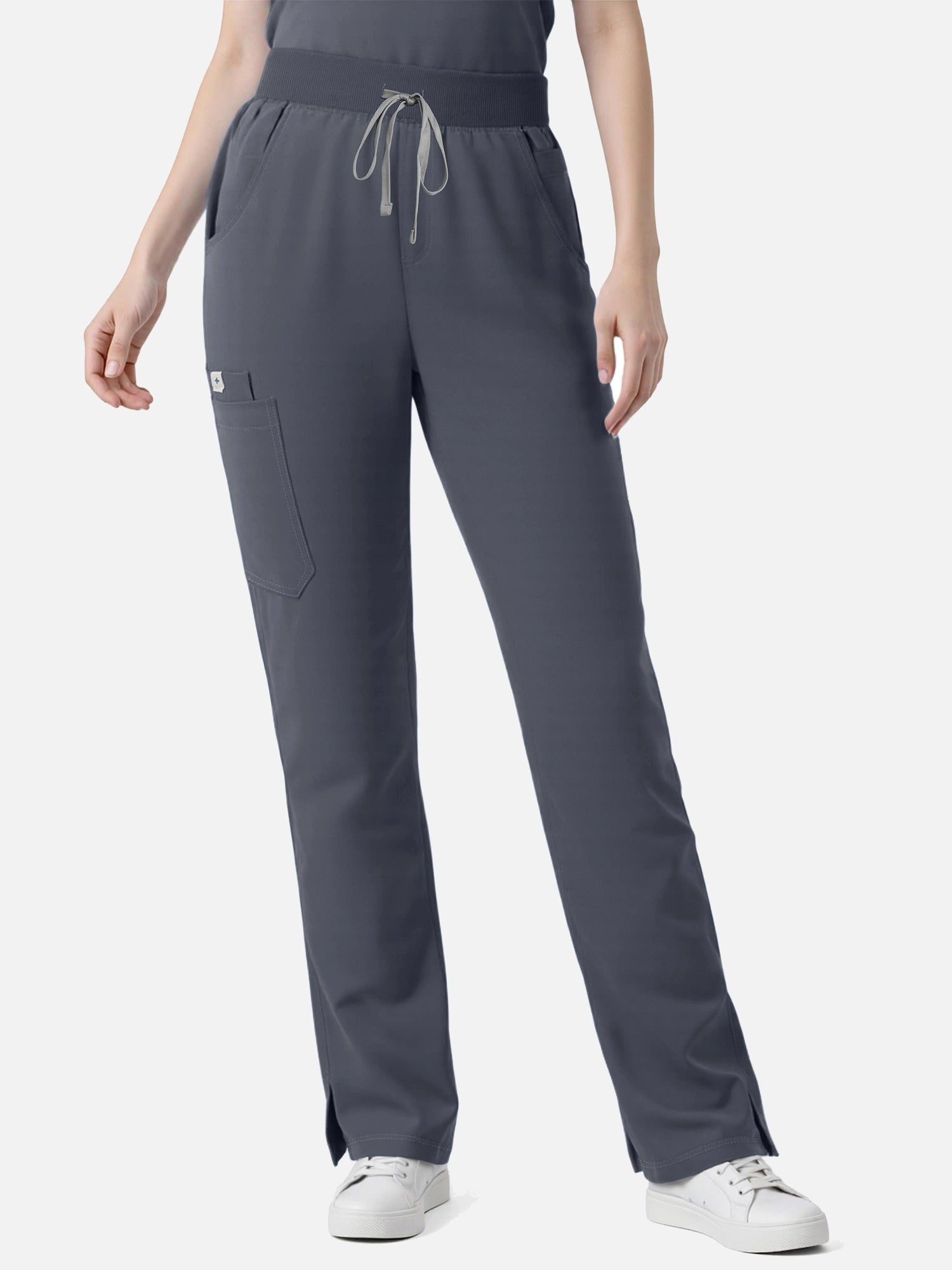 Heather Grey – Eadflie Women's Zip Polo Straight-Leg Uniform Set – product image 44
