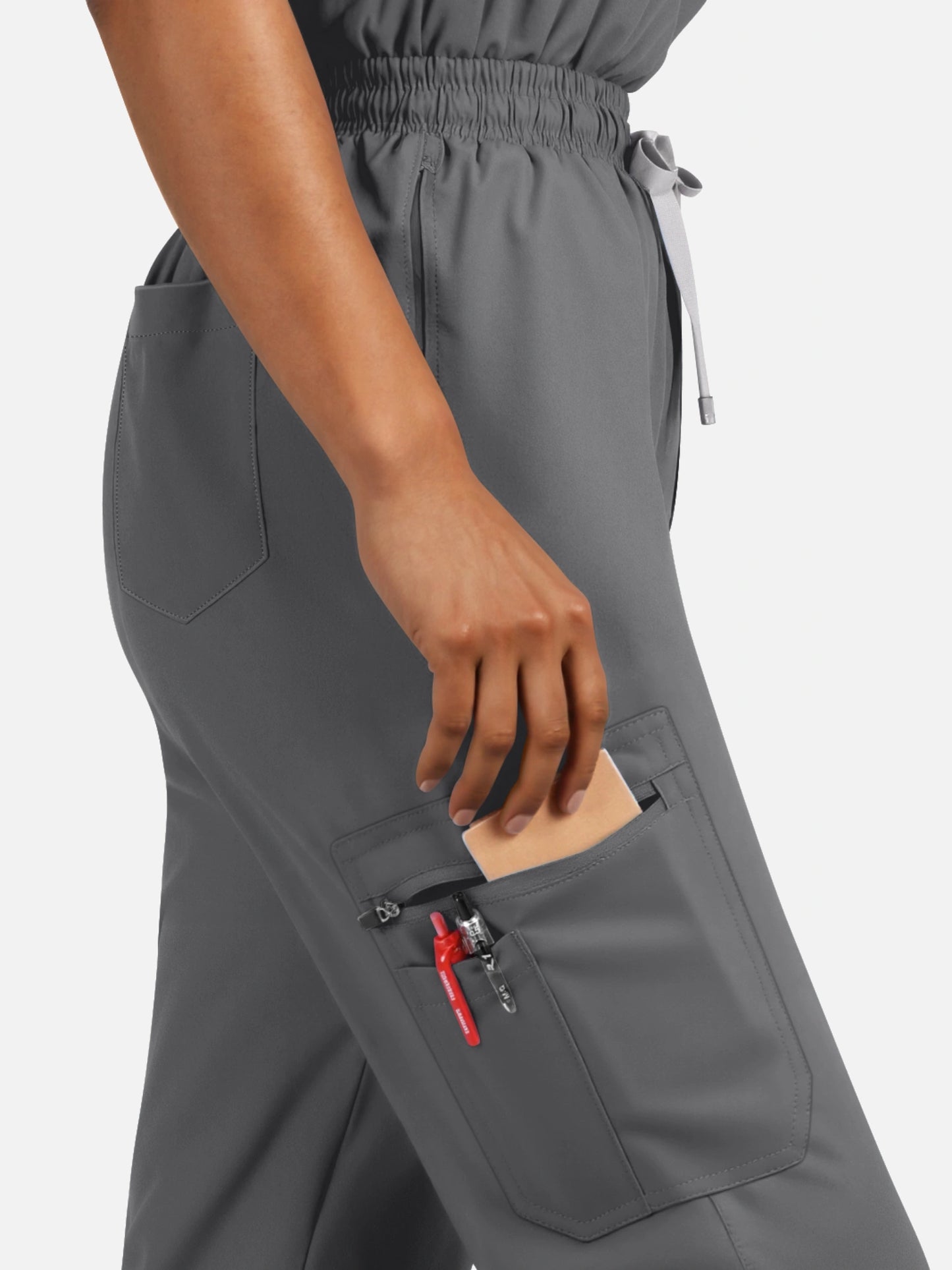 Heather Grey – Eadflie Women's Henley Sleeveless Jogger Uniform Set – product image 60