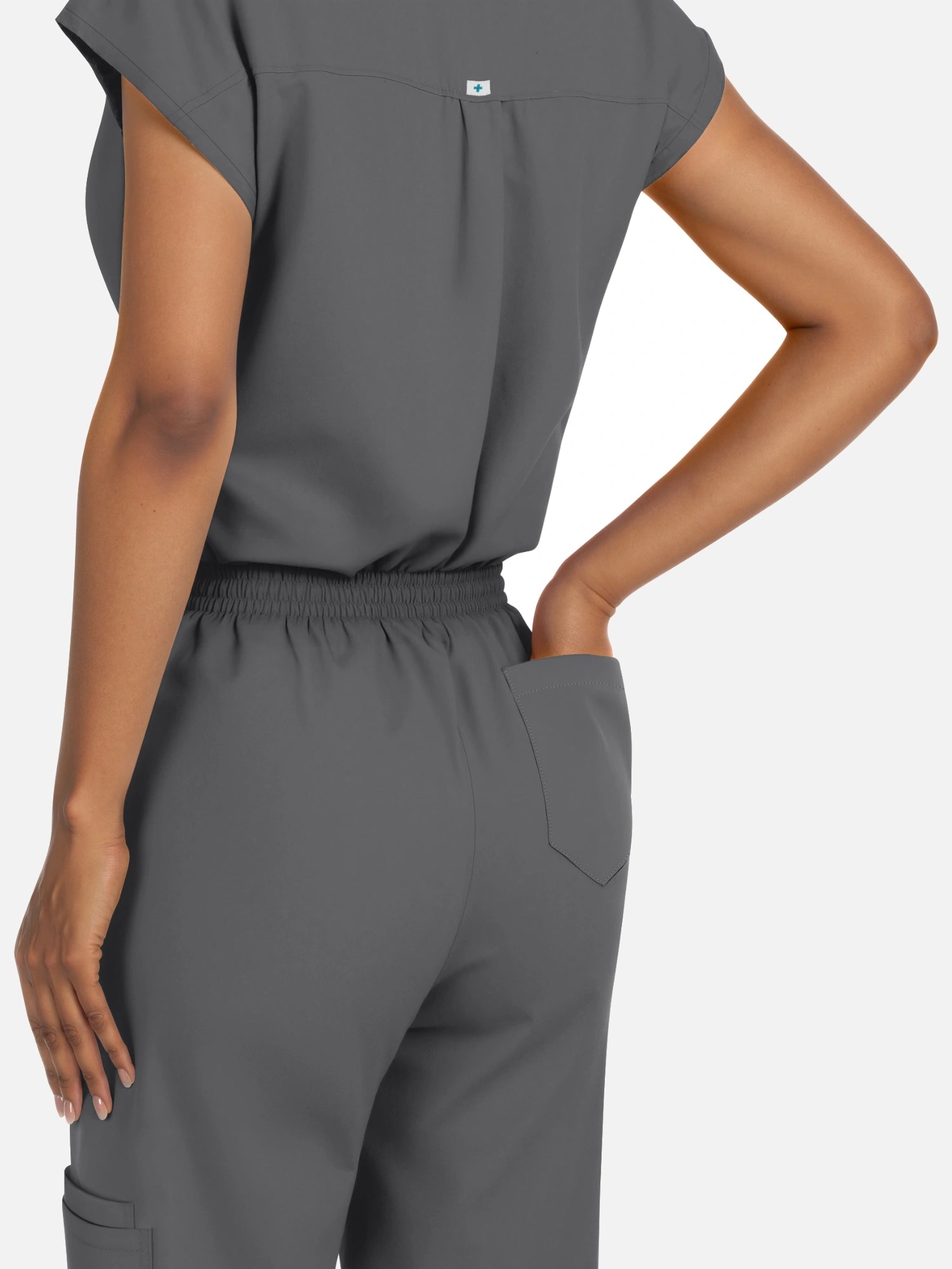 Heather Grey – Eadflie Women's Henley Sleeveless Jogger Uniform Set – product image 62