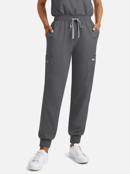 Heather Grey – Eadflie Women's Henley Sleeveless Jogger Uniform Set – product image 63
