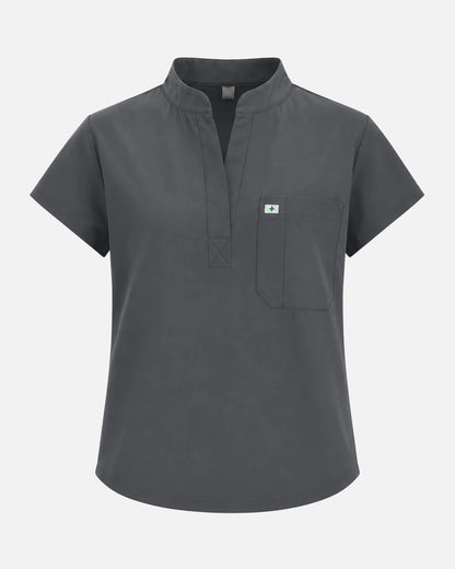 Heather Grey – Eadflie Women's Sleeveless Henley Uniform Top – product image 49