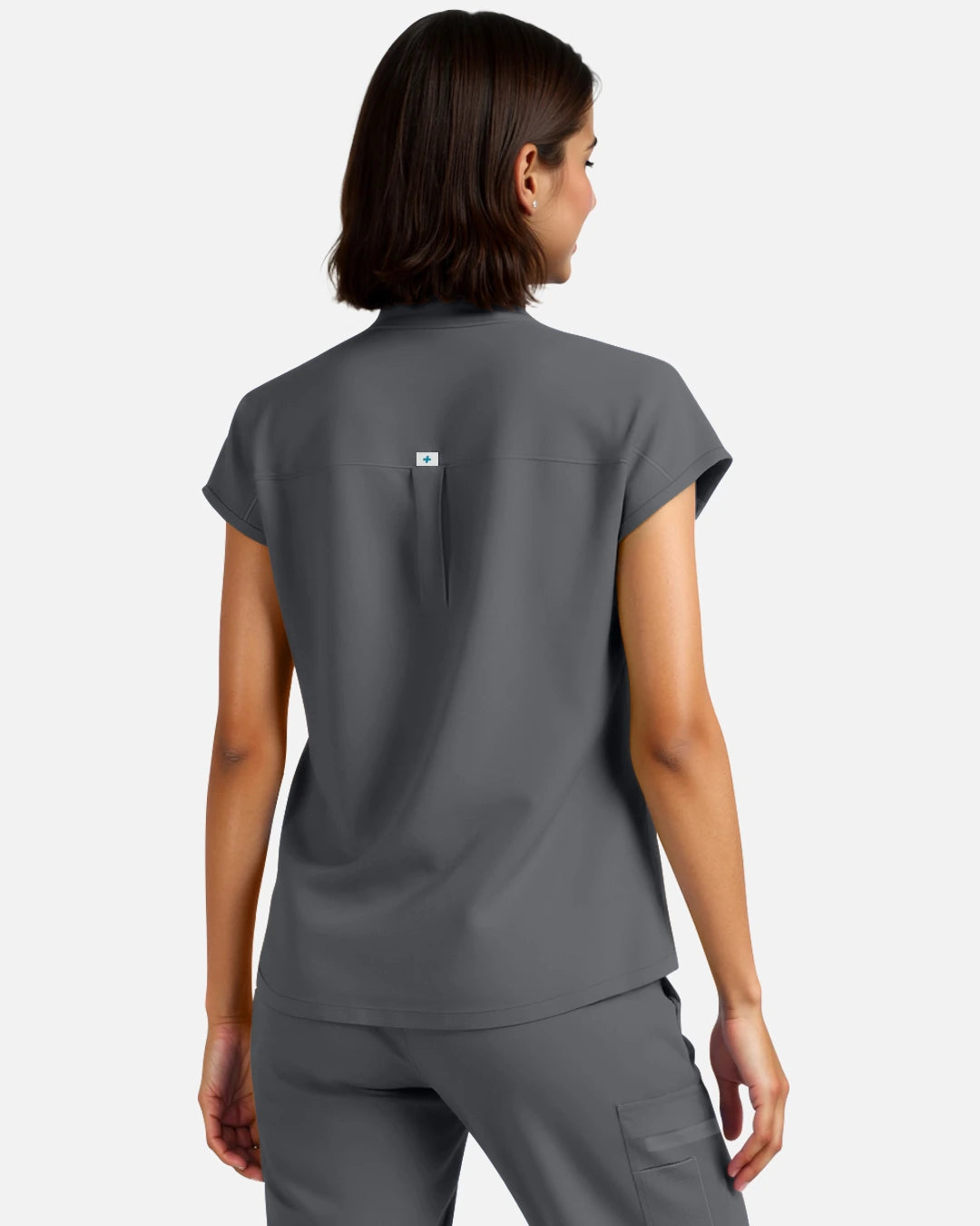 Heather Grey – Eadflie Women's Sleeveless Henley Uniform Top – product image 52