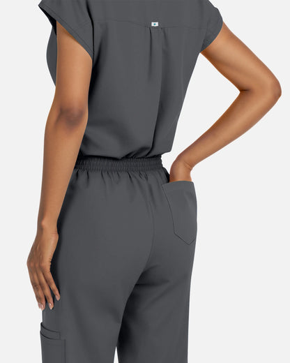 Heather Grey – Eadflie Women's Sleeveless Henley Uniform Top – product image 53