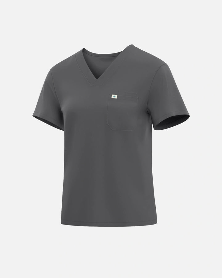 Eadflie Women's Classic V-Neck Uniform Top - Heather Grey