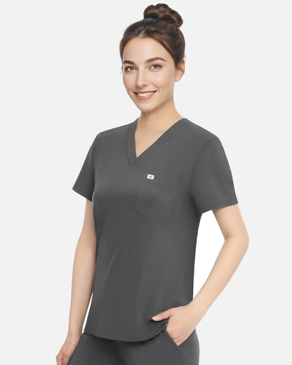 Heather Grey – Eadflie Women's Classic V-Neck Uniform Top – product image 33