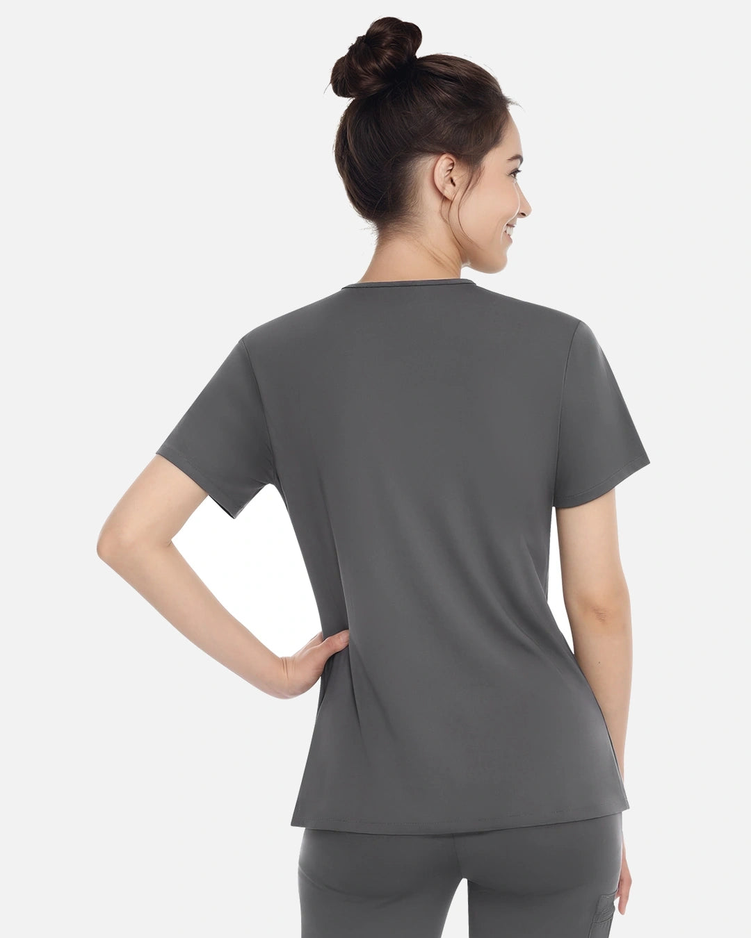 Heather Grey – Eadflie Women's Classic V-Neck Uniform Top – product image 34