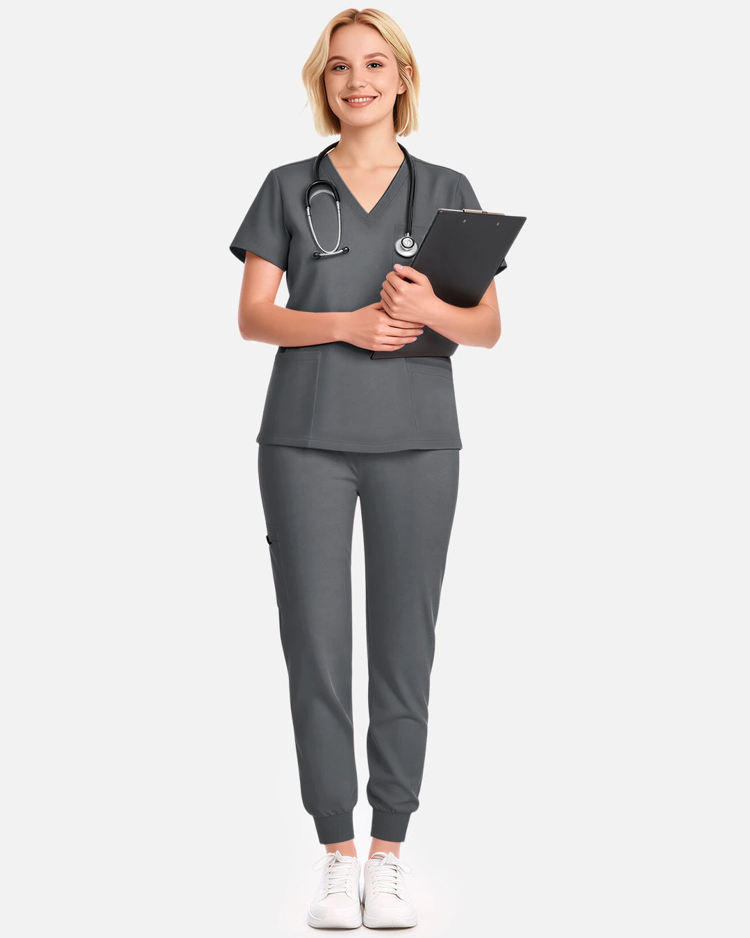 Heather Grey – Eadflie Women's Multi-Pocket Jogger Uniform Pants – product image 23
