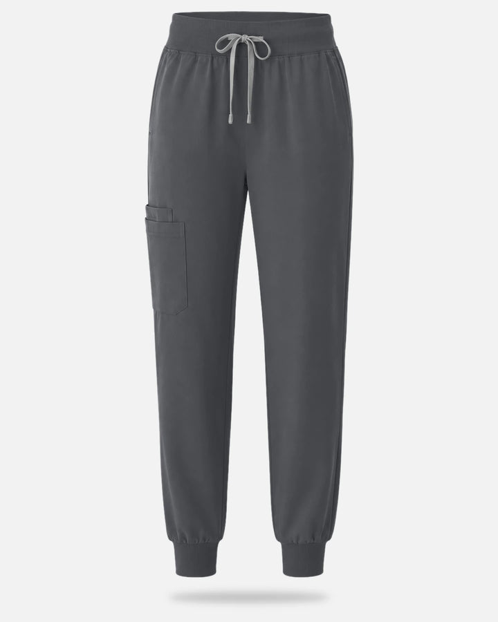 Eadflie Women's Tapered Jogger Uniform Pants – Soft Stretch Bottoms - Heather Grey