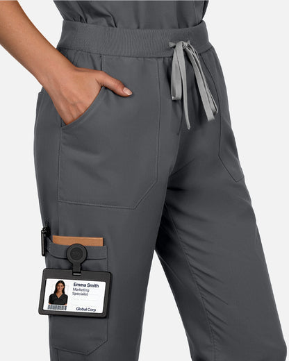 Heather Grey – Eadflie Women's Woven Straight-Leg Uniform Pants – Structured Tailored Bottoms – product image 19