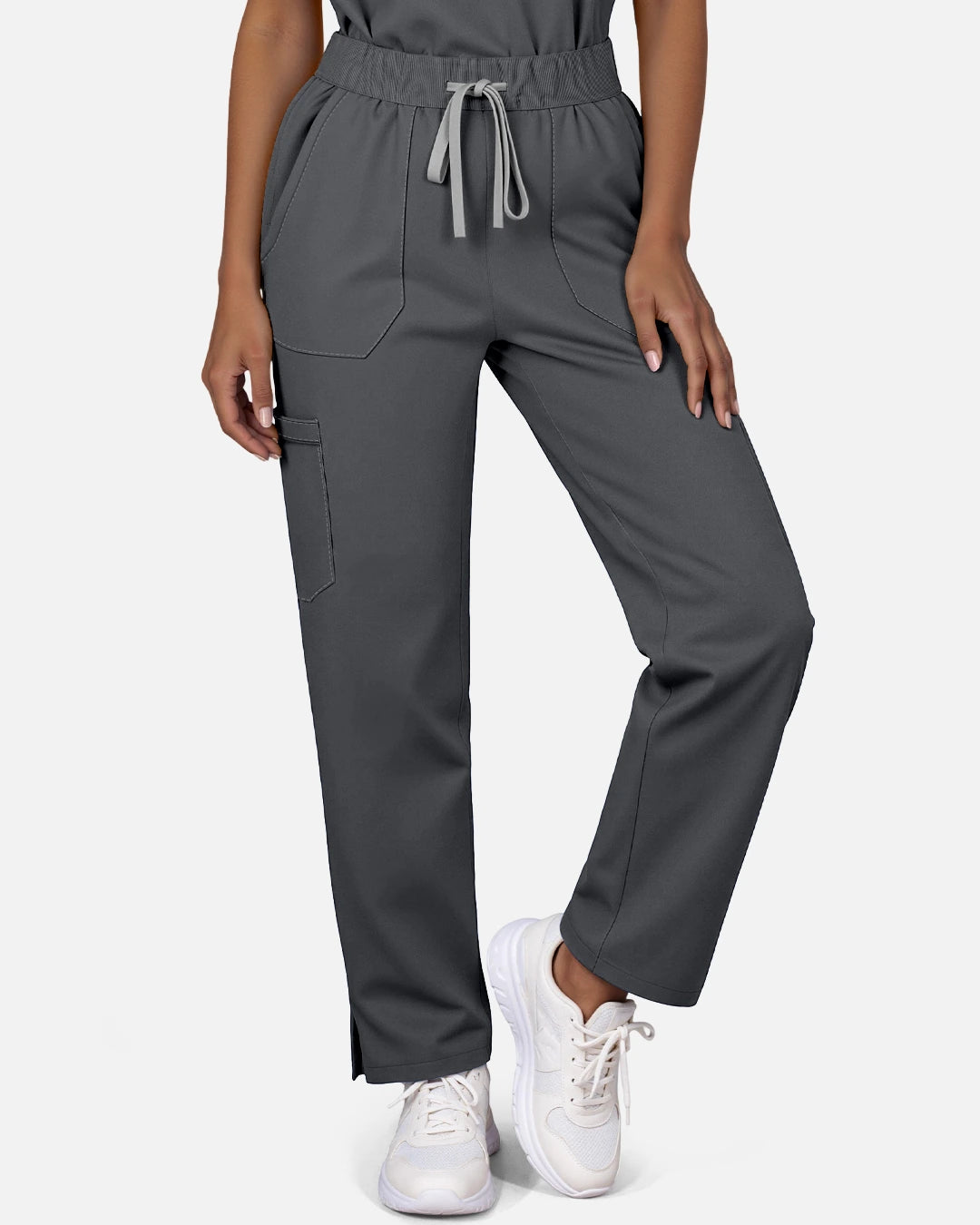 Heather Grey – Eadflie Women's Woven Straight-Leg Uniform Pants – Structured Tailored Bottoms – product image 21