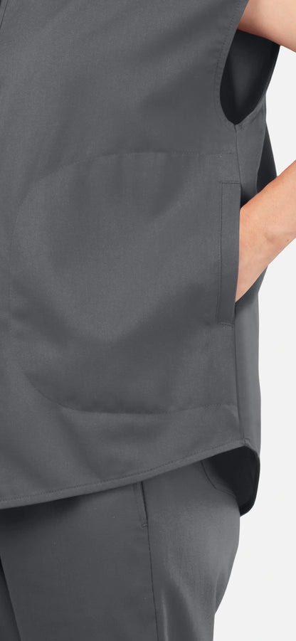 Heather Grey – Eadflie Women's Sleeveless Mandarin Collar Jogger Uniform Set – product image 63