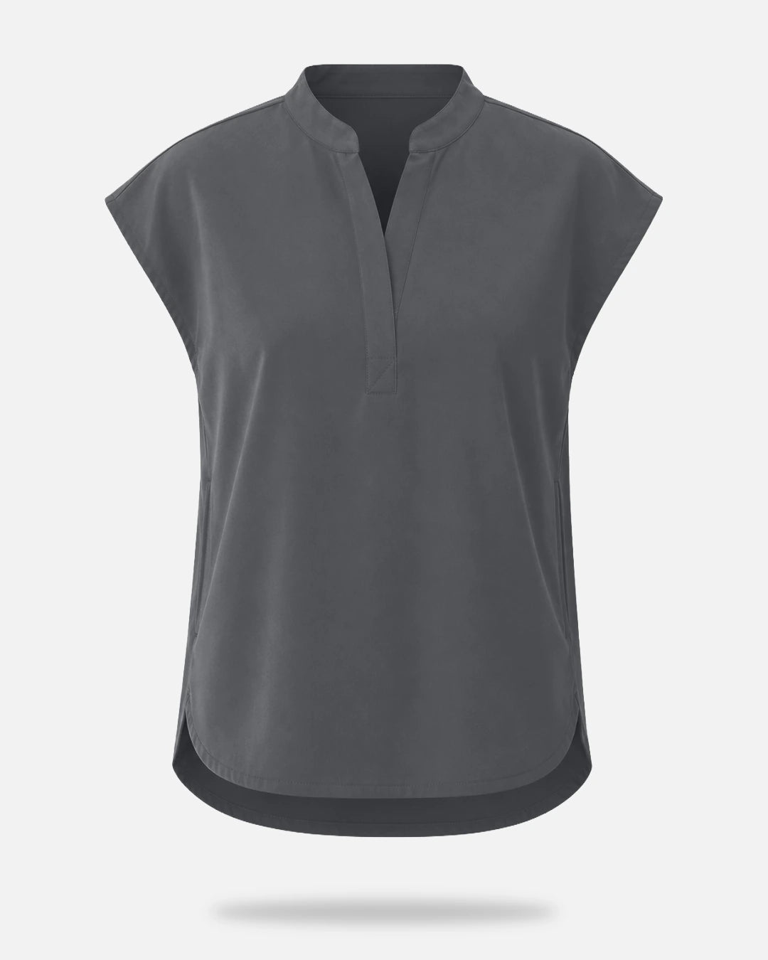 Heather Grey – Eadflie Women's Sleeveless Mandarin Collar Uniform Top – product image 92