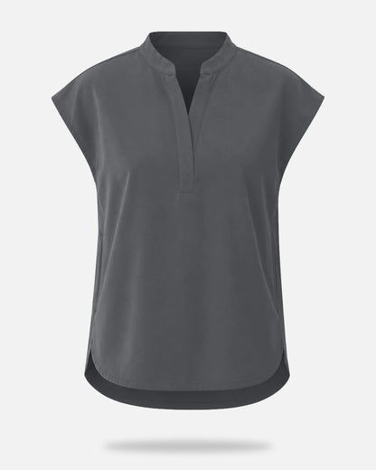 Heather Grey – Eadflie Women's Sleeveless Mandarin Collar Uniform Top – product image 92