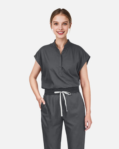 Heather Grey – Eadflie Women's Sleeveless Mandarin Collar Uniform Top – product image 94