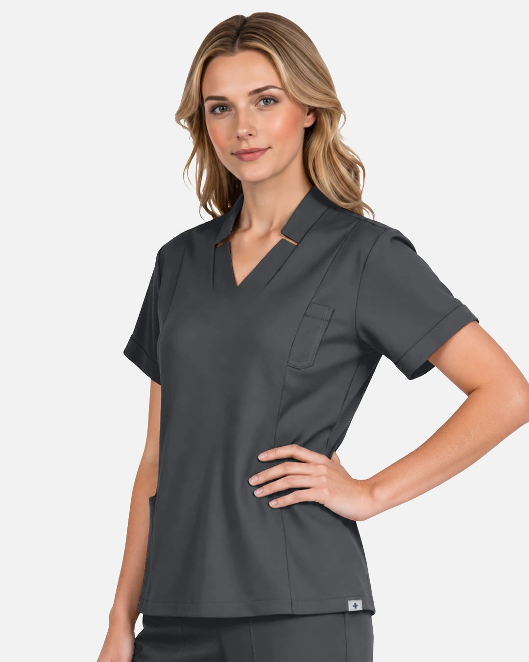 Heather Grey – Eadflie Women's Split V-Neck Uniform Top – product image 52